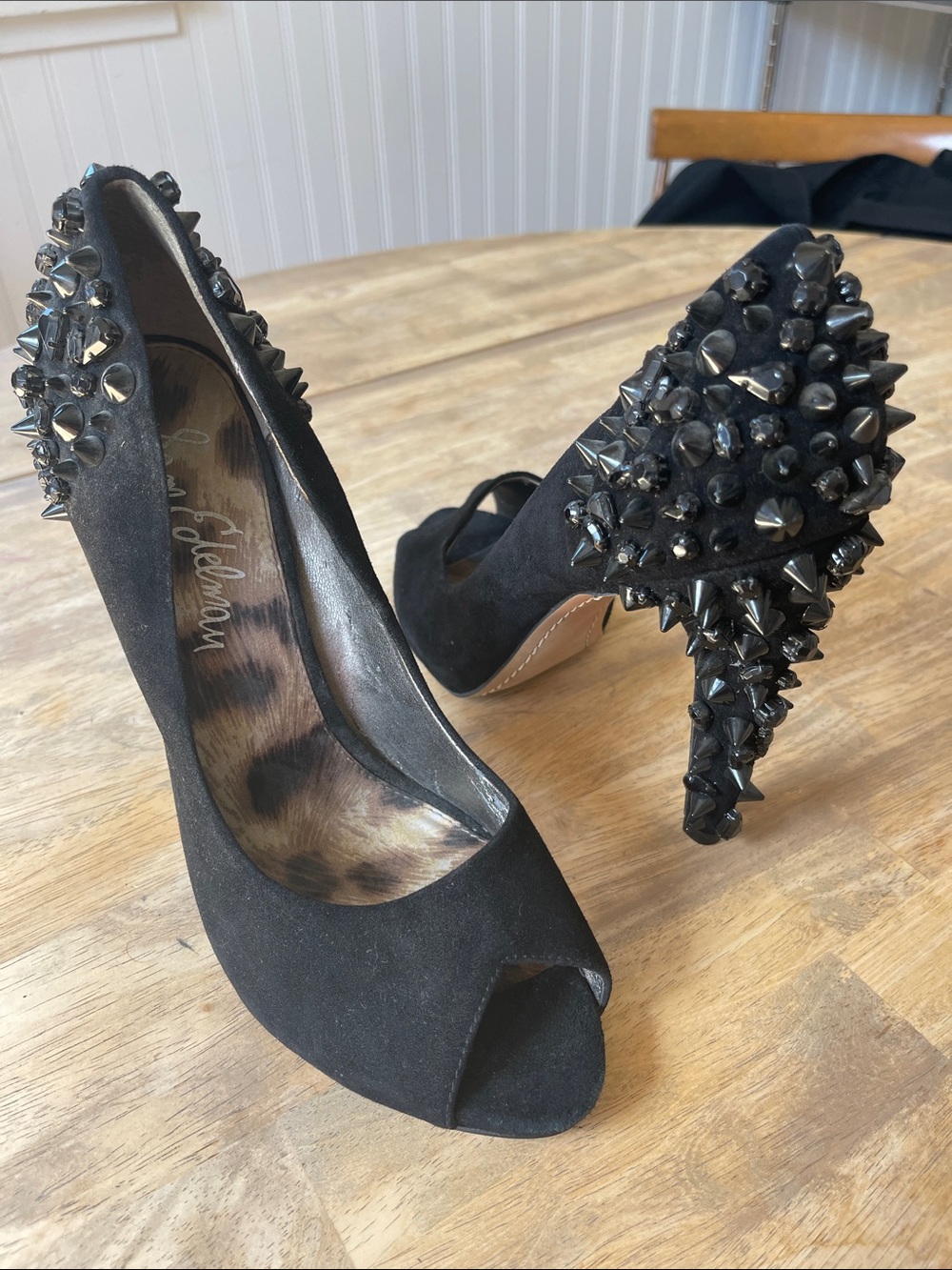Sam Edelman Lorissa Black Spike Studded High Heel Pump